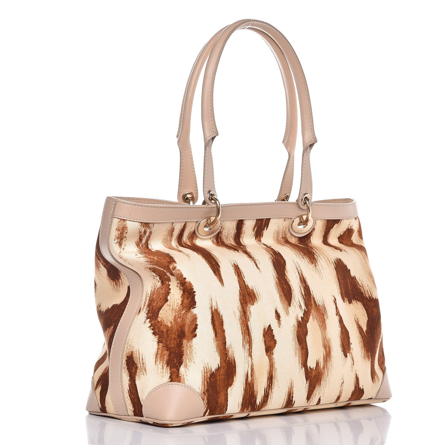 Christian Dior Calfskin Canvas Medium Printed Saint Tropez Tote Beige 3 of 16