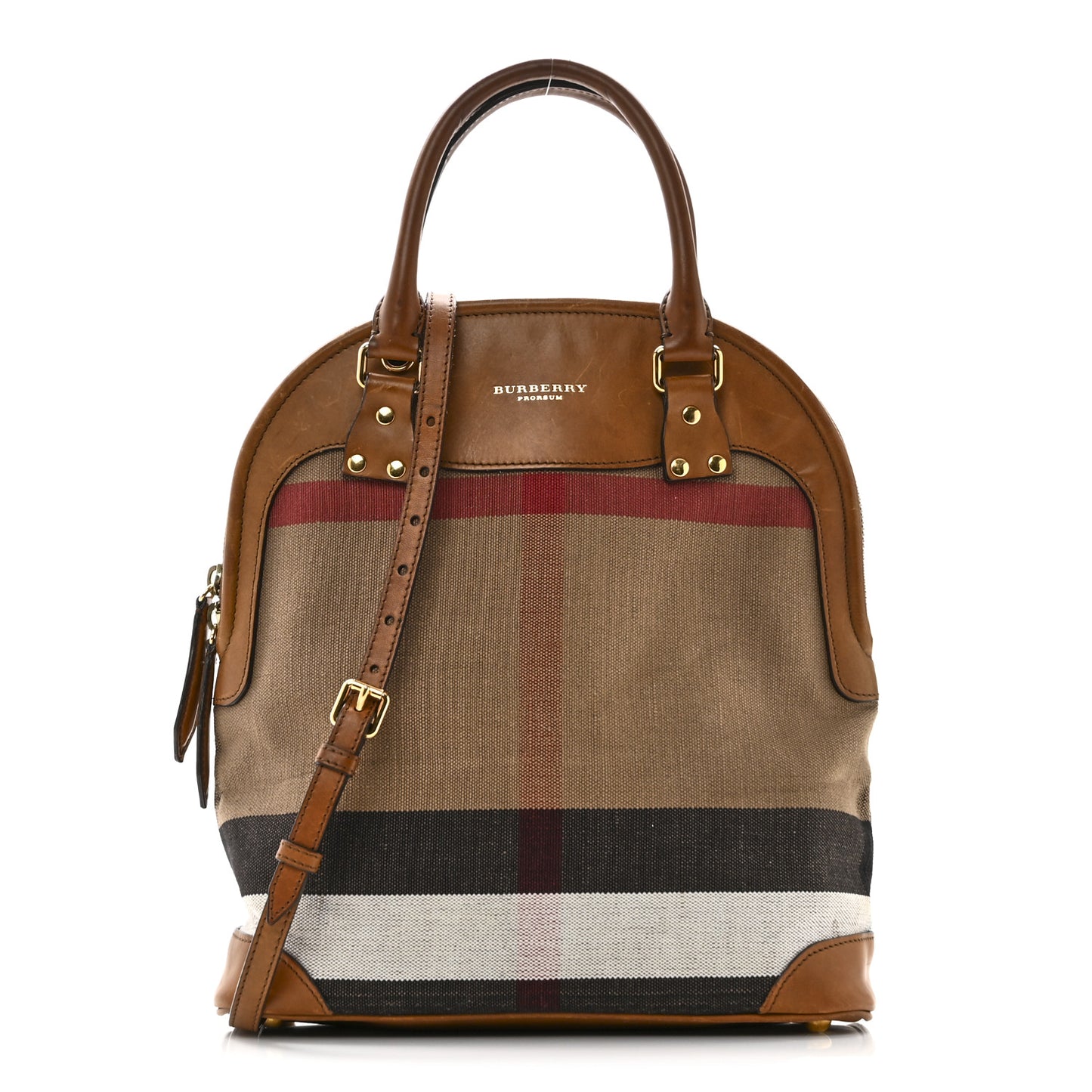 Canvas Mega Check Calfskin Medium Bloomsbury Saddle Brown