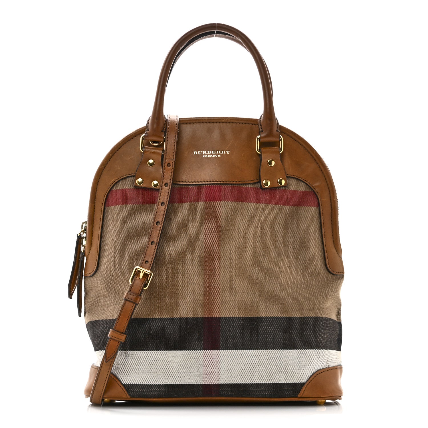 Burberry Canvas Mega Check Calfskin Medium Bloomsbury Saddle Brown 1 of 10