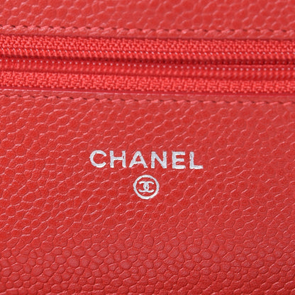 Chanel Caviar Quilted Wallet on Chain WOC Red 6 of 9