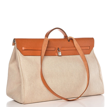 Hermes Toile Vache Calfskin Herbag Cabin Natural 3 of 13