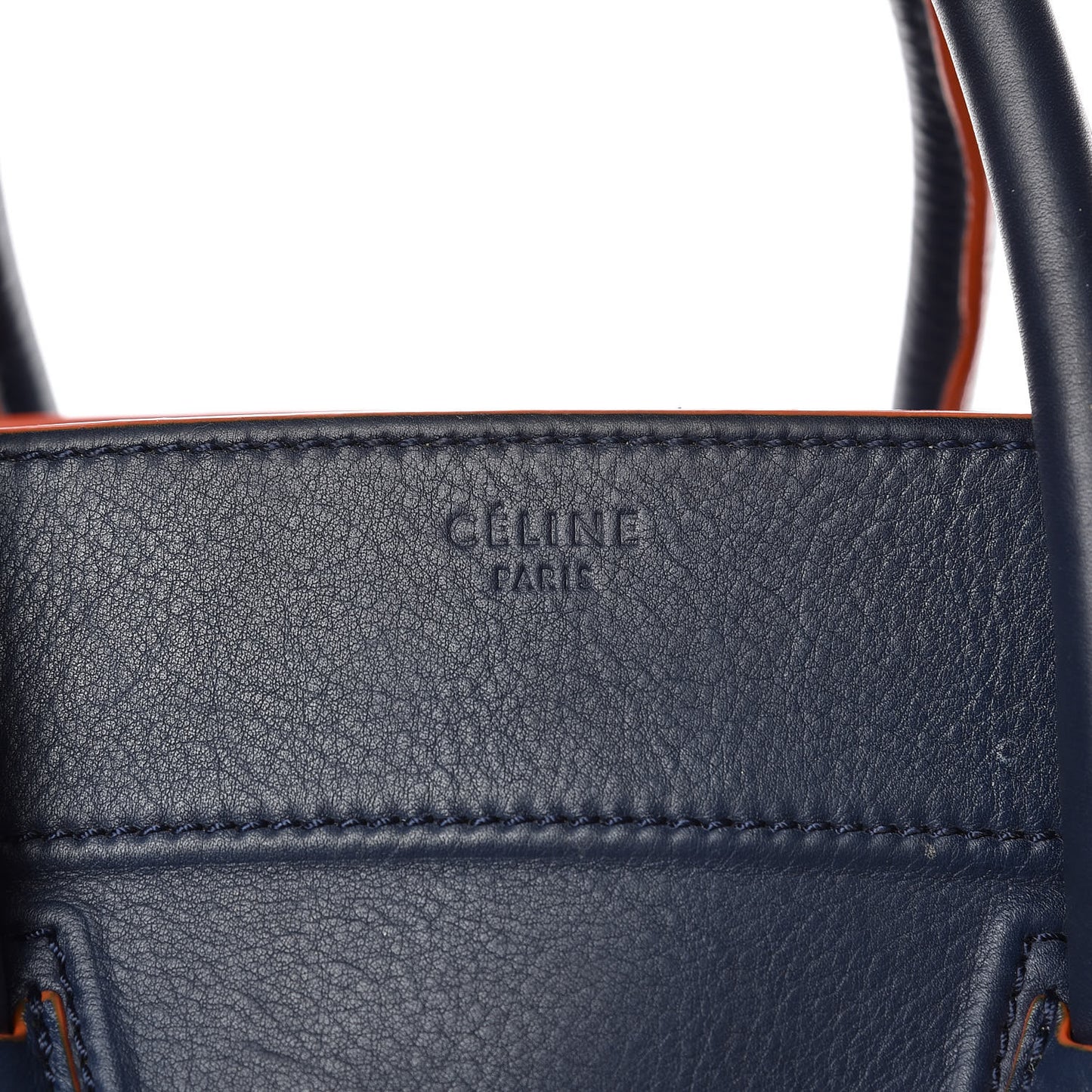 Supple Calfskin Large Phantom Luggage Navy Blue Orange