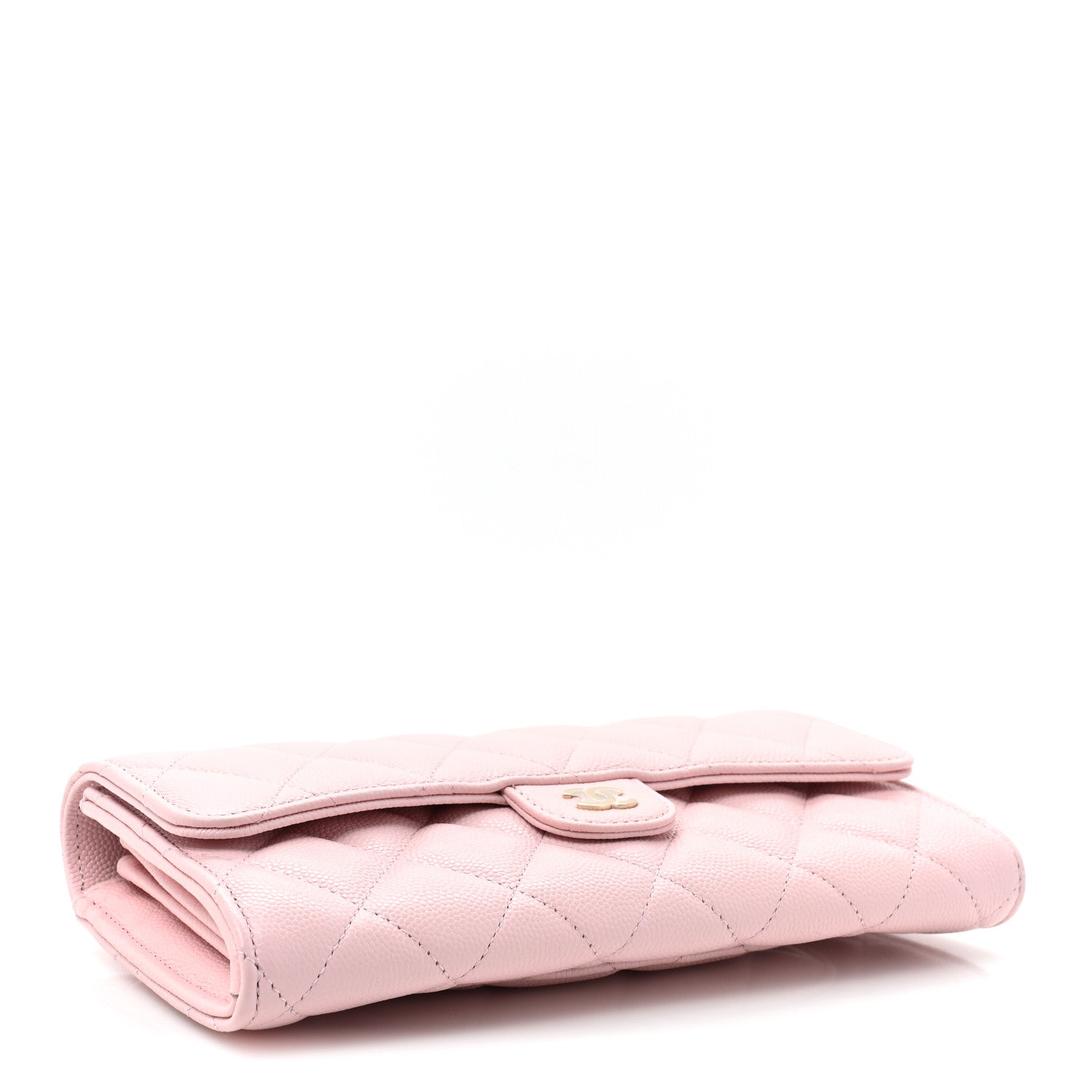 Chanel Caviar Quilted Large Gusset Flap Wallet Light Pink 4 of 13