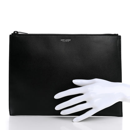 Saint Laurent Grain De Poudre Zipped Tablet Holder Black 2 of 7