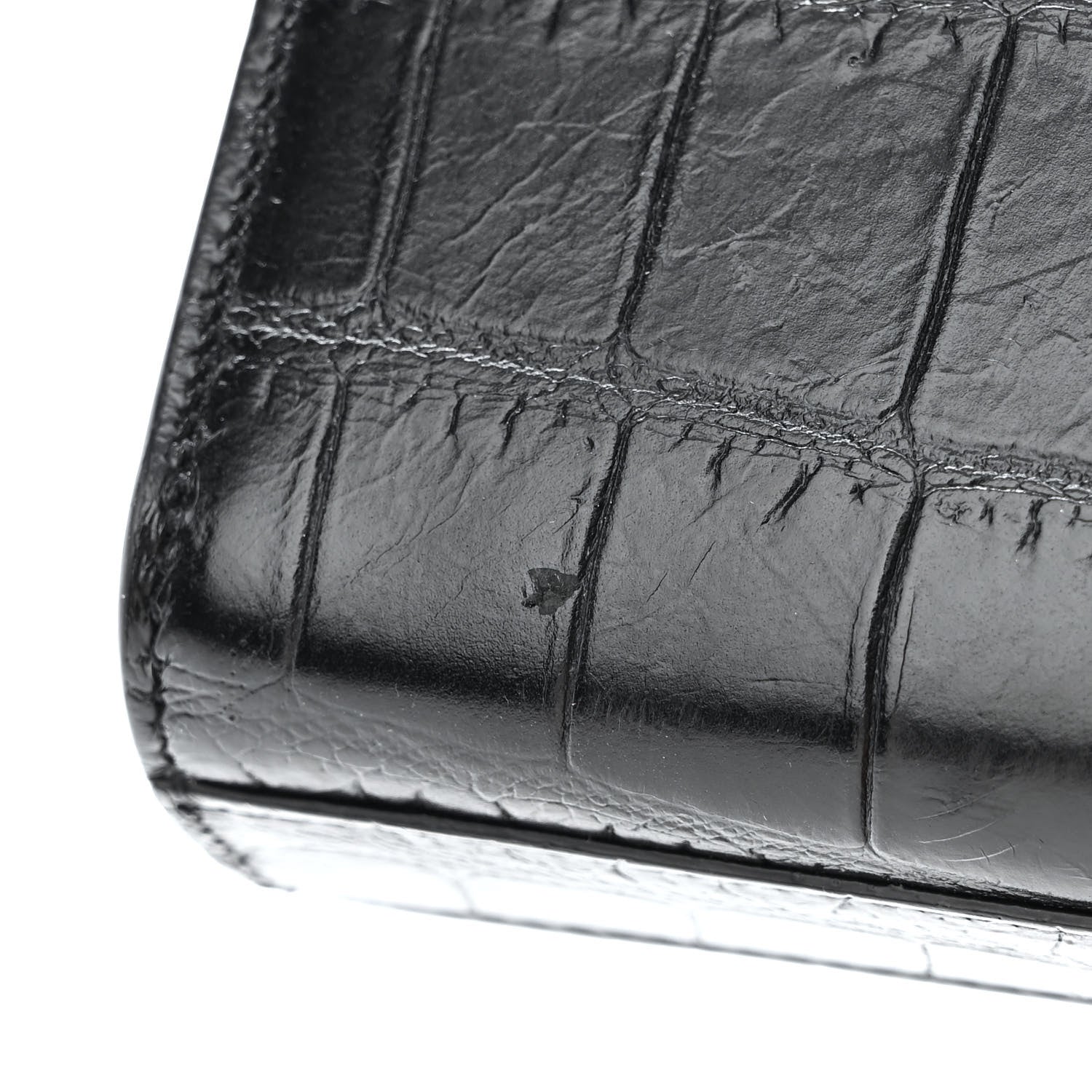 Saint Laurent Calfskin Crocodile Embossed Small Classic Monogram Kate Tassel Satchel Black 13 of 14