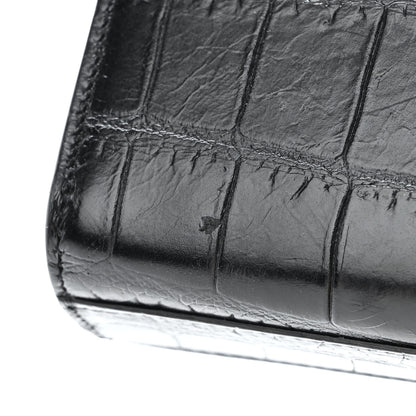 Saint Laurent Calfskin Crocodile Embossed Small Classic Monogram Kate Tassel Satchel Black 13 of 14