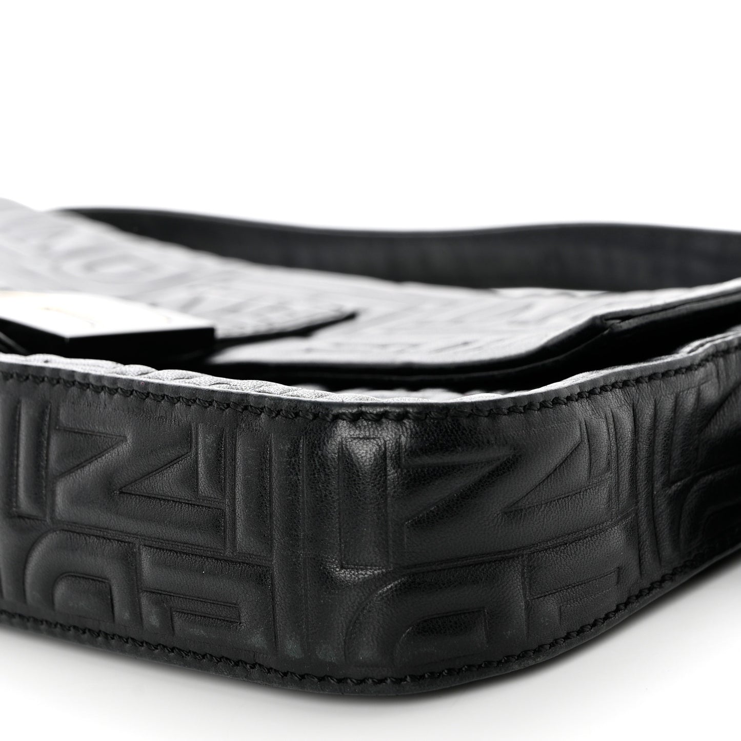 Nappa Logo Embossed Baguette Black