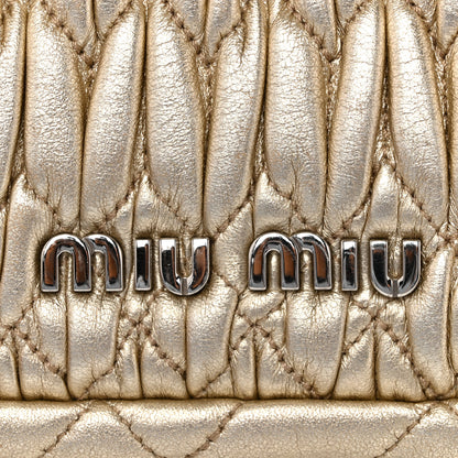 Miu Miu Metallic Nappa Matelasse Crystal Flap Clutch Gold 15 of 15