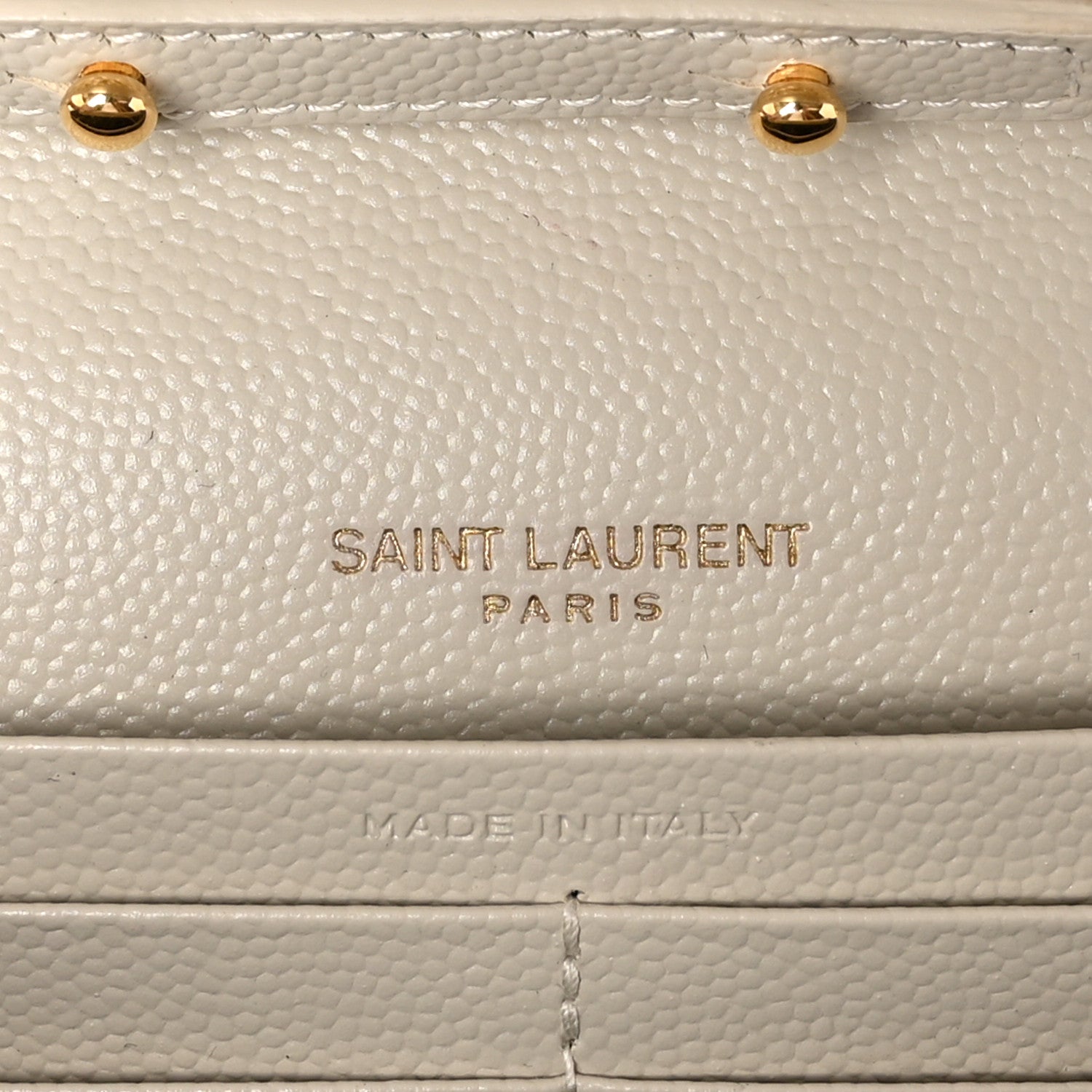 Saint Laurent Grain De Poudre Matelasse Chevron Monogram Chain Wallet Crema Soft 6 of 12