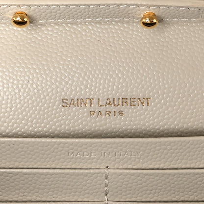 Saint Laurent Grain De Poudre Matelasse Chevron Monogram Chain Wallet Crema Soft 6 of 12