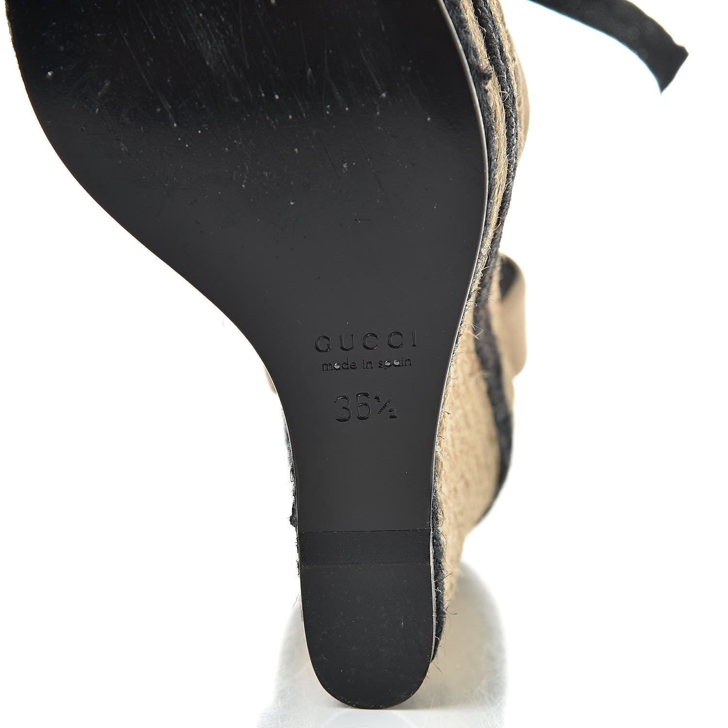 Gucci Suede Ankle Wrap Platform Espadrille Wedges 36.5 Beige 6 of 9
