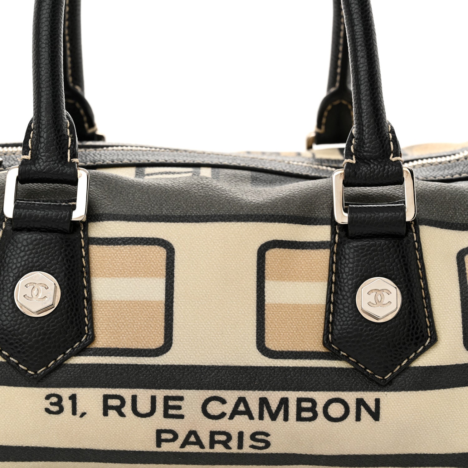 Chanel Coated Canvas Le Train Boston Bag Black 8 of 16