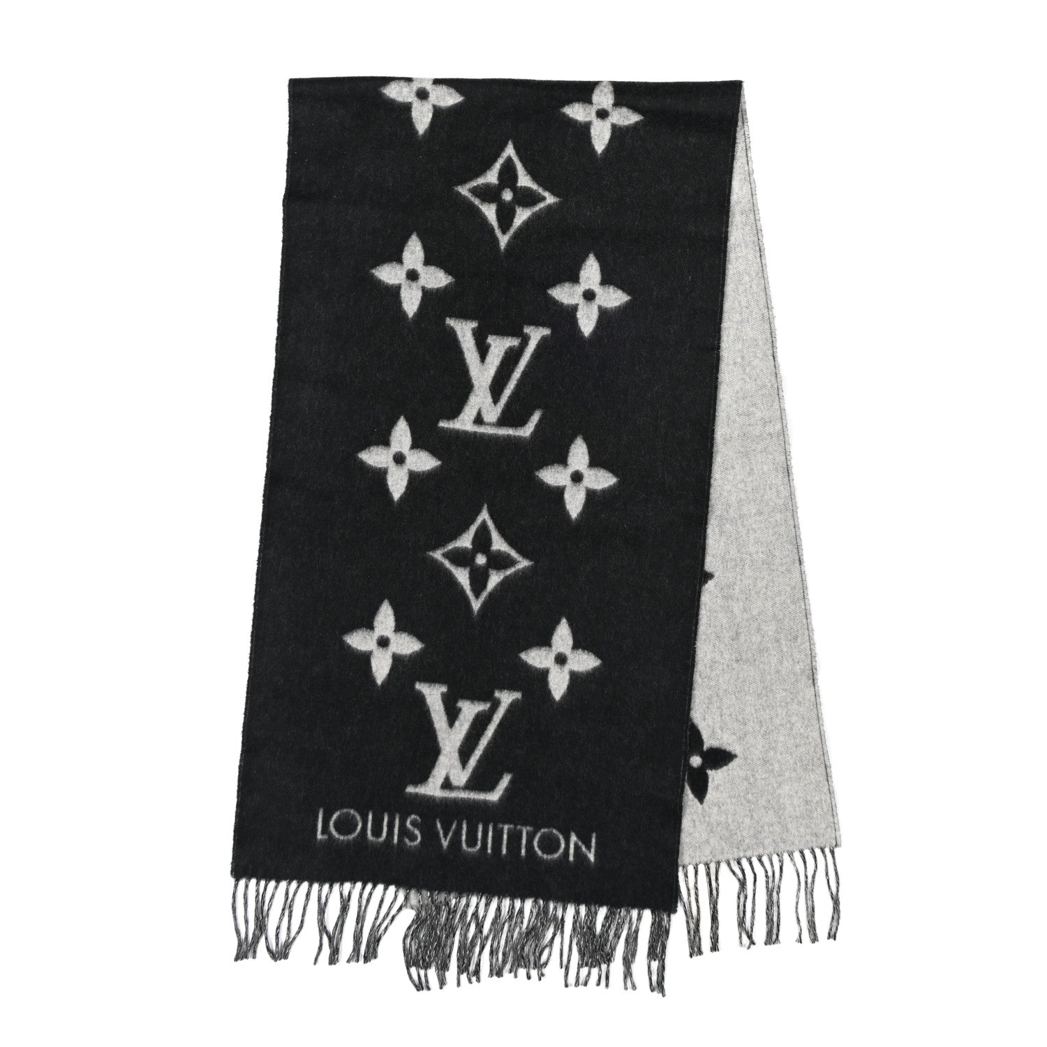 Louis Vuitton Cashmere Monogram Reykjavik Scarf Black 2 of 4