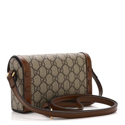 Gucci GG Supreme Monogram Mini Horsebit 1955 Shoulder Bag Beige Brown Sugar 3 of 12