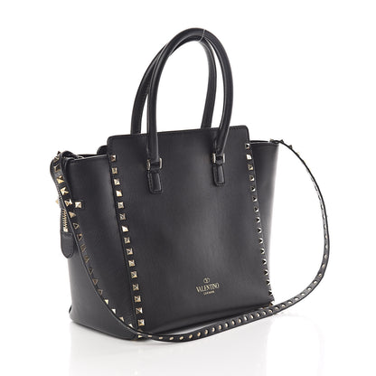 Valentino Garavani Vitello Rockstud Double Handle Tote Black 3 of 9