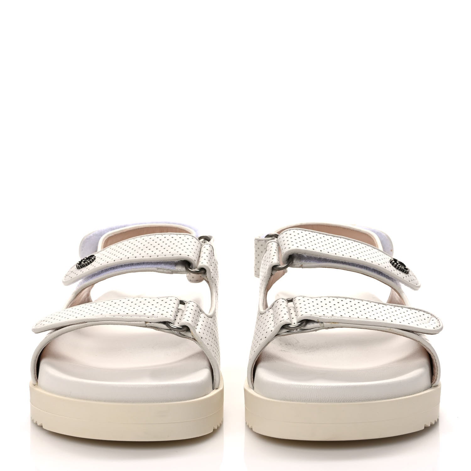 Gucci Malaga Kid Mini Double G Perforated Womens Dad Sandals 39 Great White 2 of 9