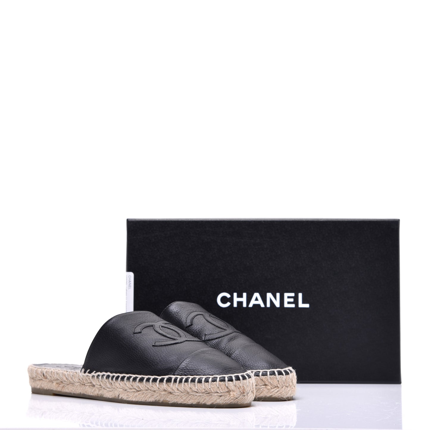 Calfskin CC Espadrille Mules 39 Black