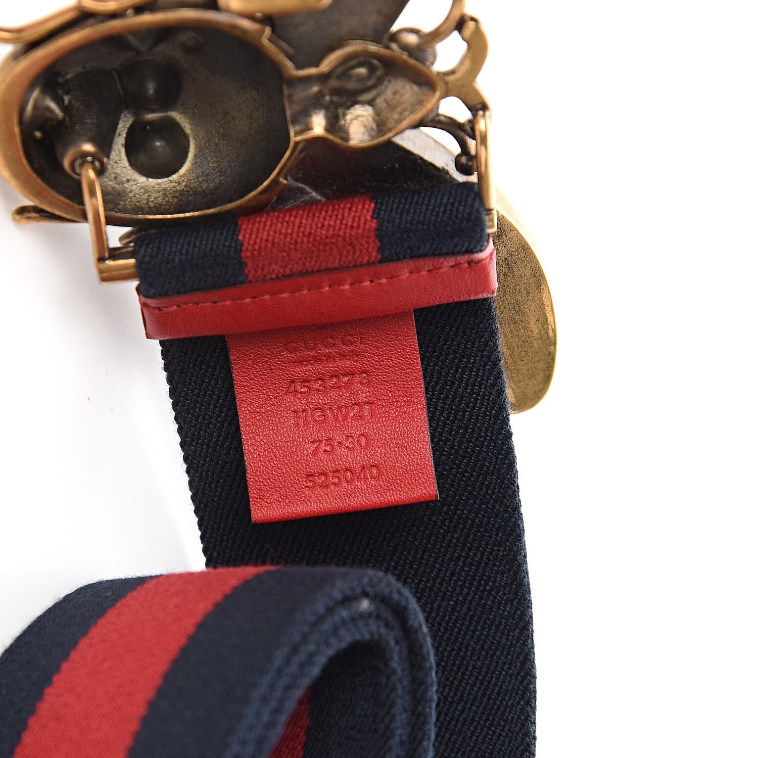 Gucci Web Queen Margaret Bee Belt 75 30 Red Navy 4 of 5