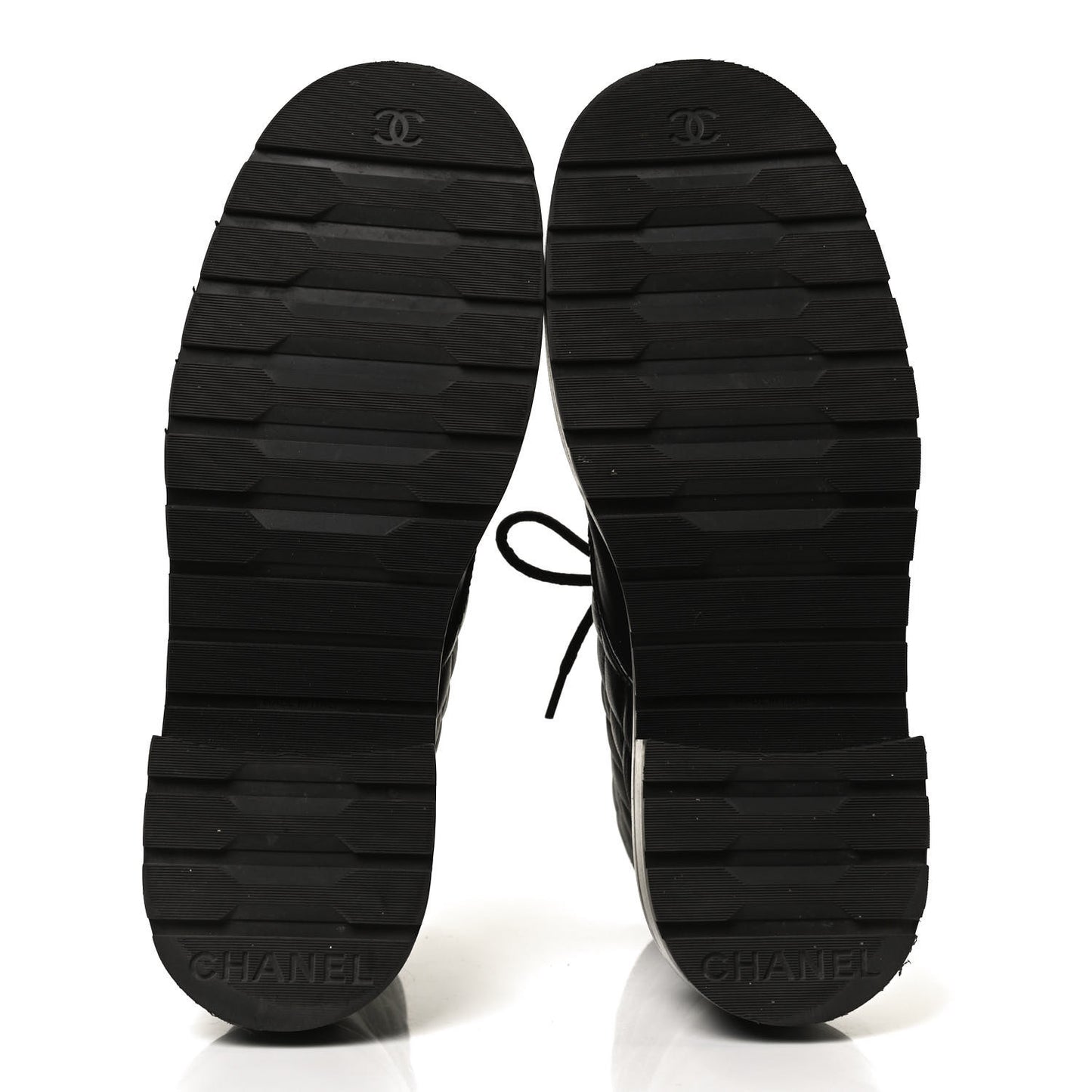 Shiny Lambskin Quilted Lace Up Combat Boots 38.5 Black