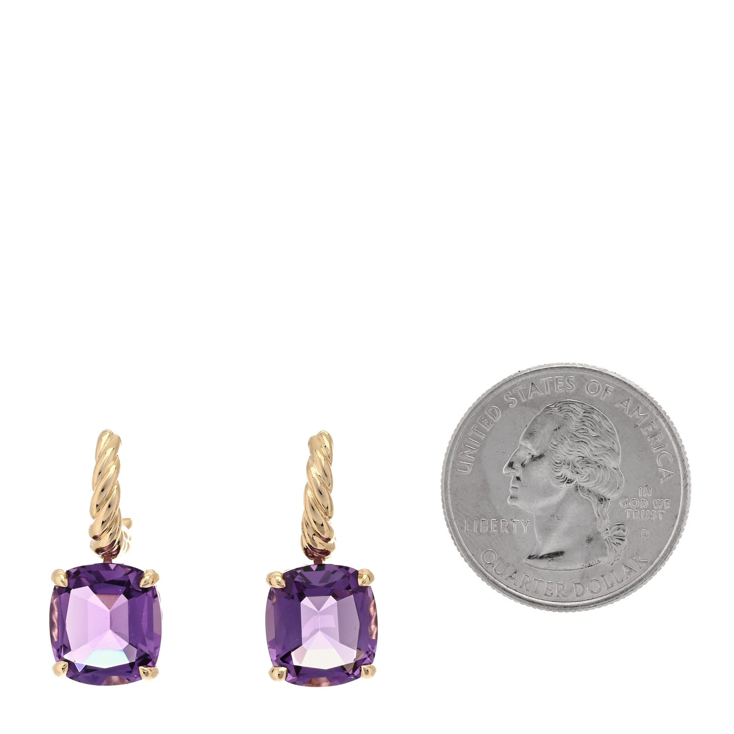 18K Yellow Gold Amethyst 11mm Marbella Drop Earrings