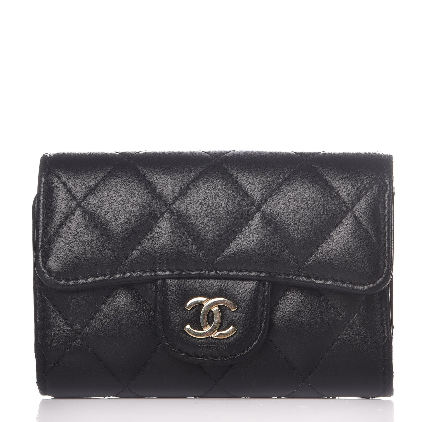 Lambskin Quilted 4 Key Holder Black