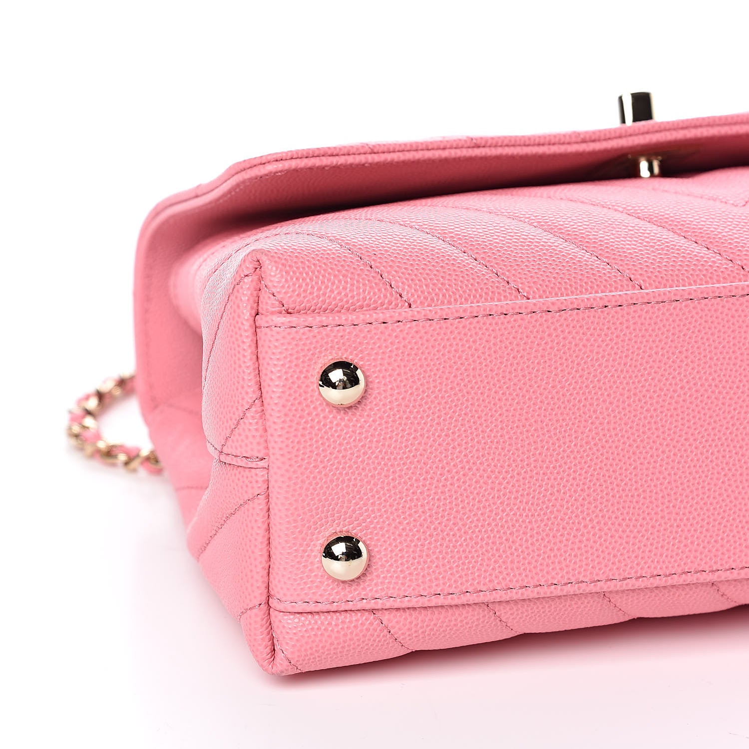 Chanel Caviar Chevron Quilted Mini Coco Handle Flap Pink 8 of 11