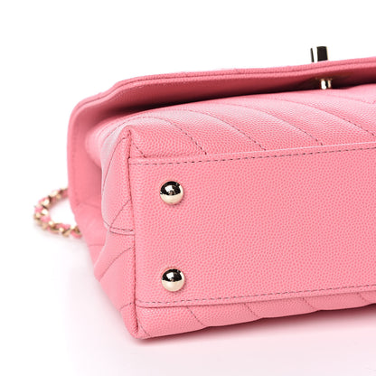 Chanel Caviar Chevron Quilted Mini Coco Handle Flap Pink 8 of 11