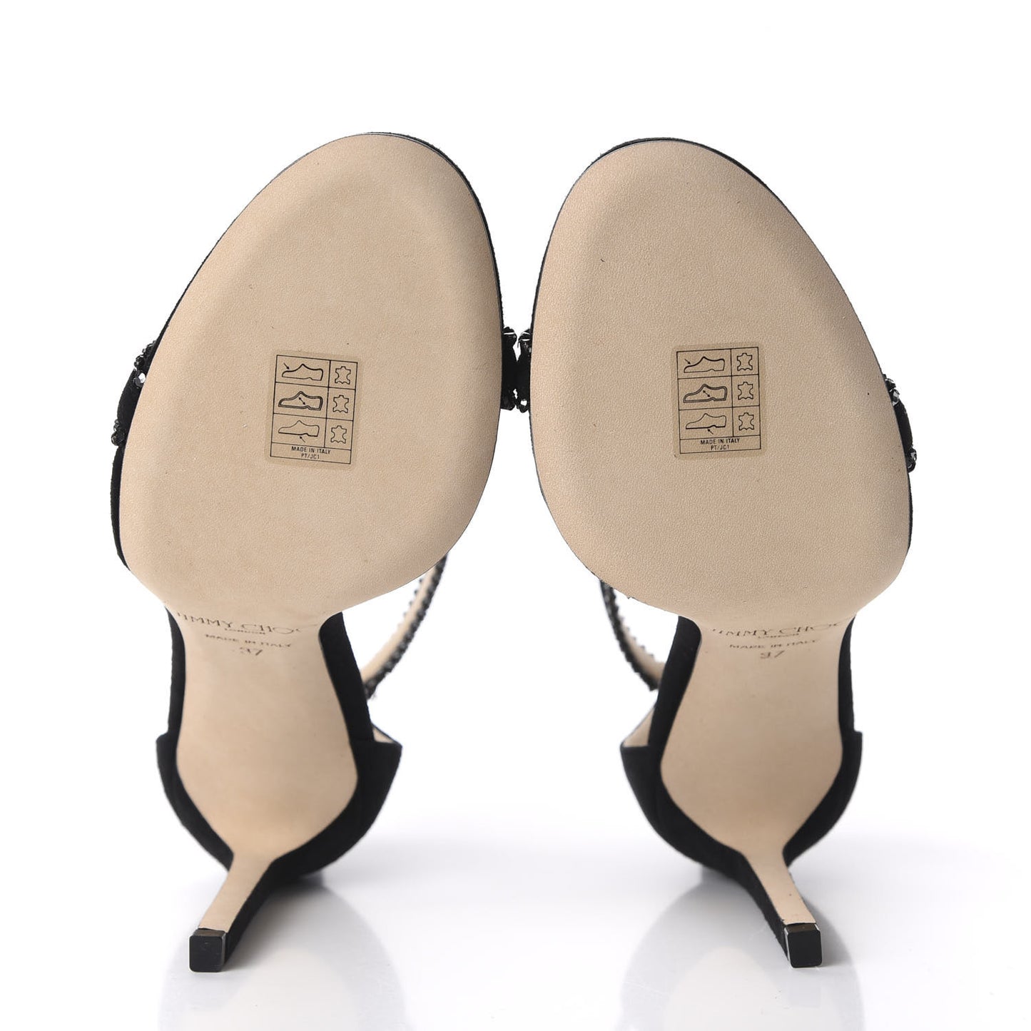 Suede Jewel Dochas 100 Open Toe Sandals 37 Black