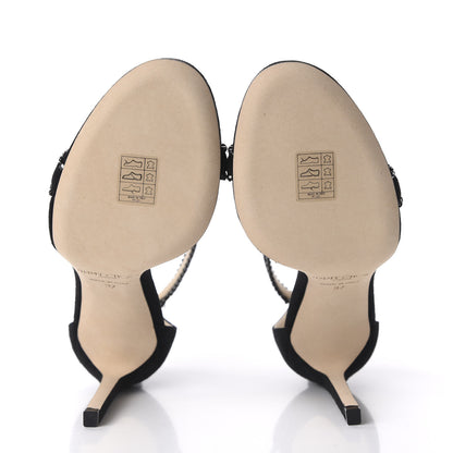 Jimmy Choo Suede Jewel Dochas 100 Open Toe Sandals 37 Black 5 of 9