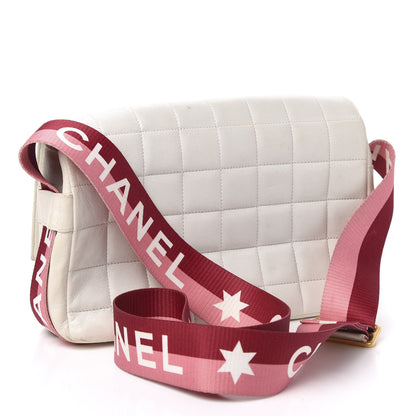 Chanel Lambskin Square Stitched Sport Flap White Red 3 of 15