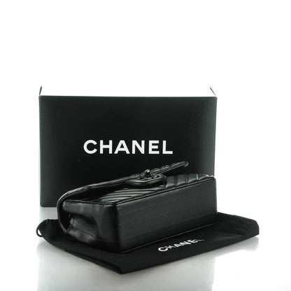 Chanel Lambskin Chevron Quilted Mini Rectangular Flap So Black 4 of 8