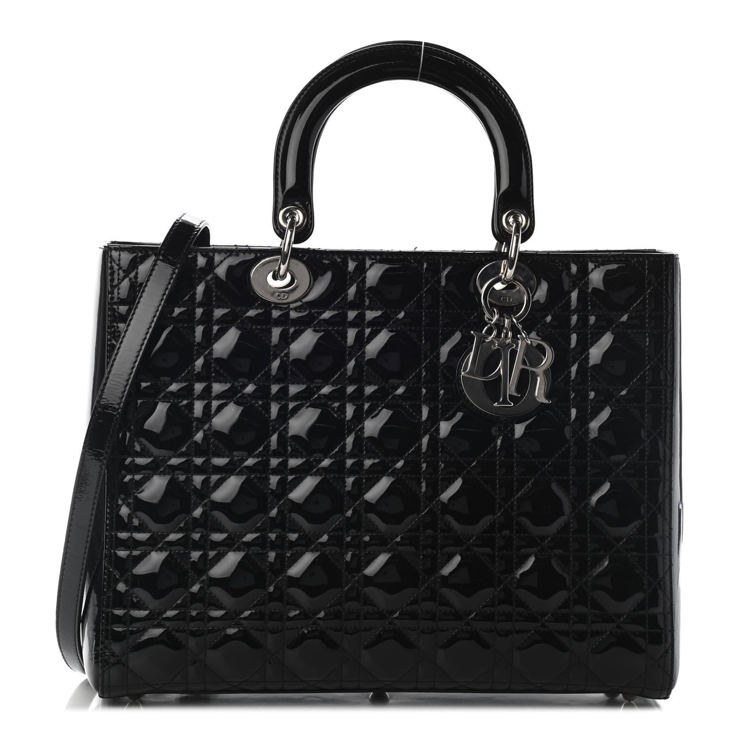 Patent Cannage Large Lady Dior Black