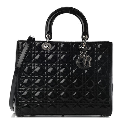 Christian Dior Patent Cannage Large Lady Dior Black 1 of 9