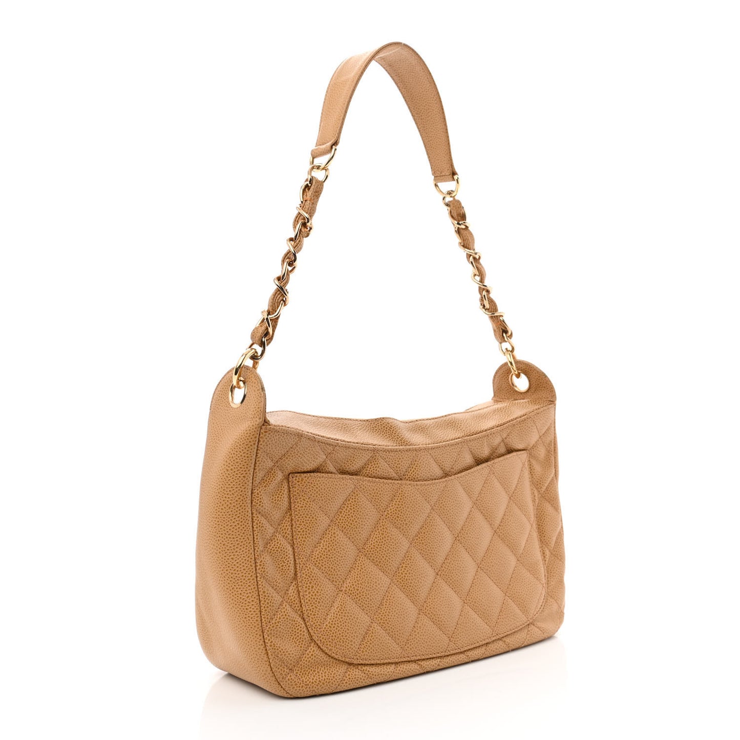 Caviar Quilted Timeless CC Shoulder Bag Beige
