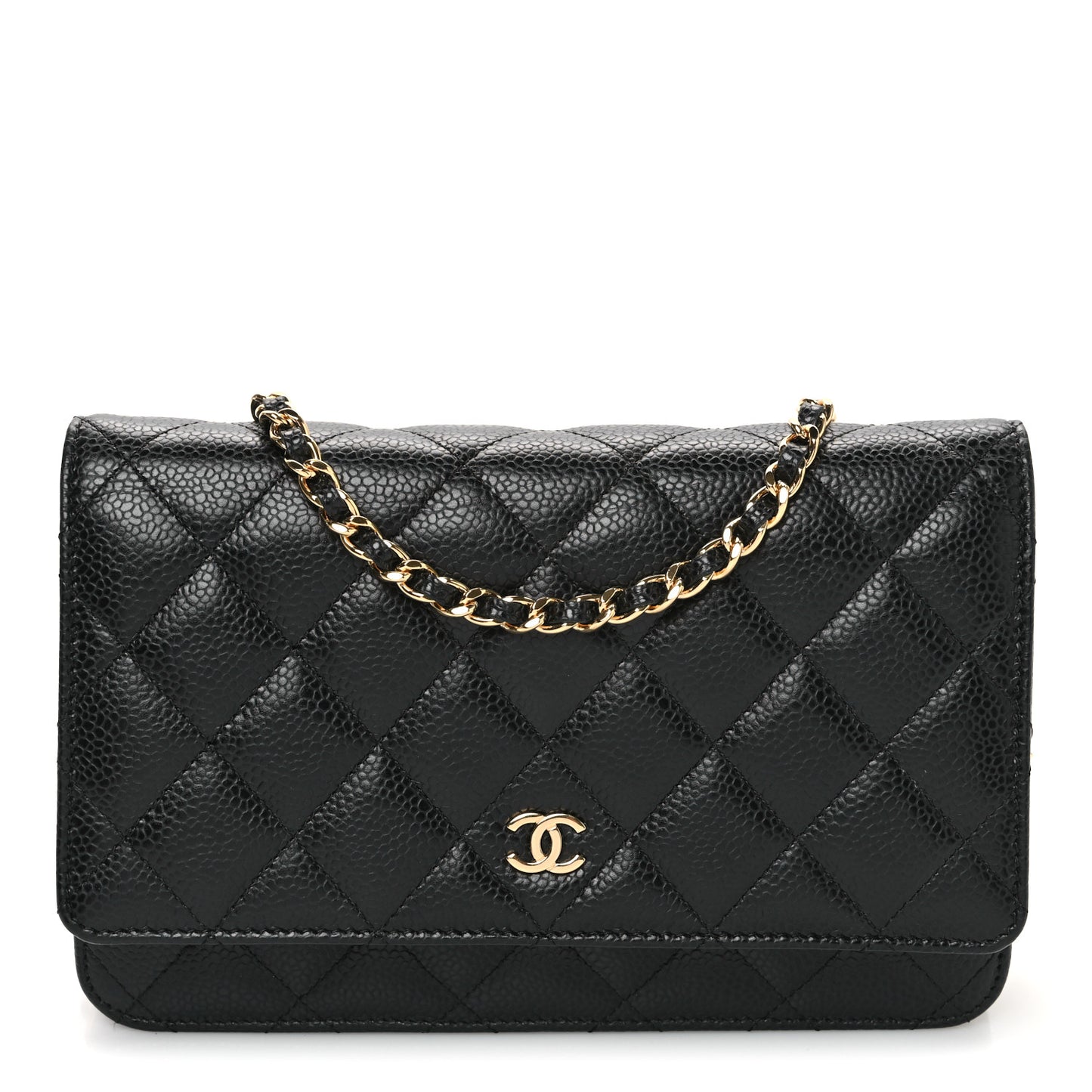Caviar Quilted Wallet on Chain WOC Black