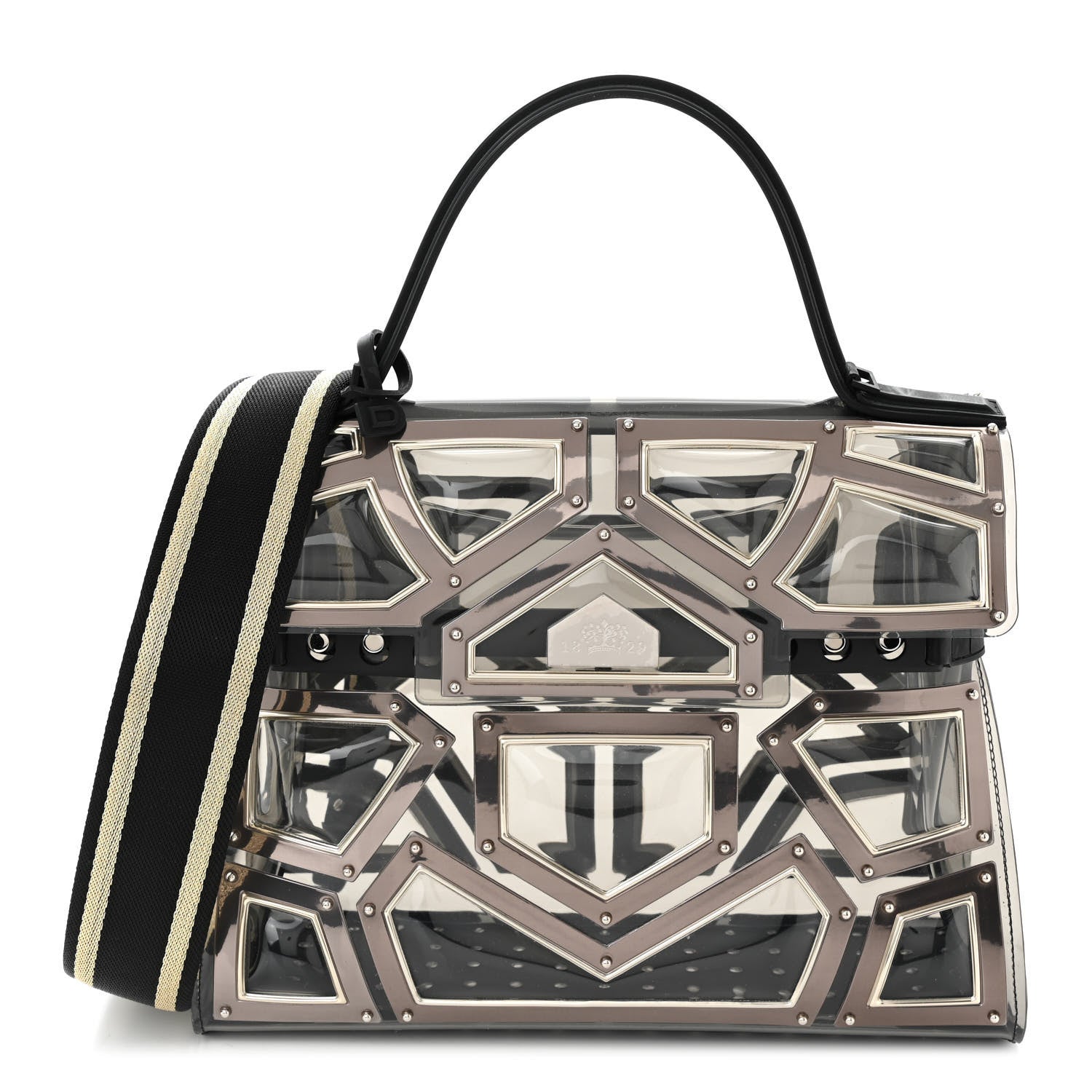 Delvaux Vinyl Gladiator Tempete Satchel Antique Silver Gold 1 of 9