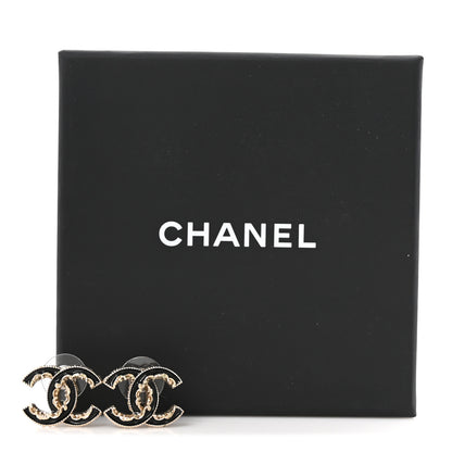 Chanel Enamel CC Baroque Earrings Black Gold 5 of 5
