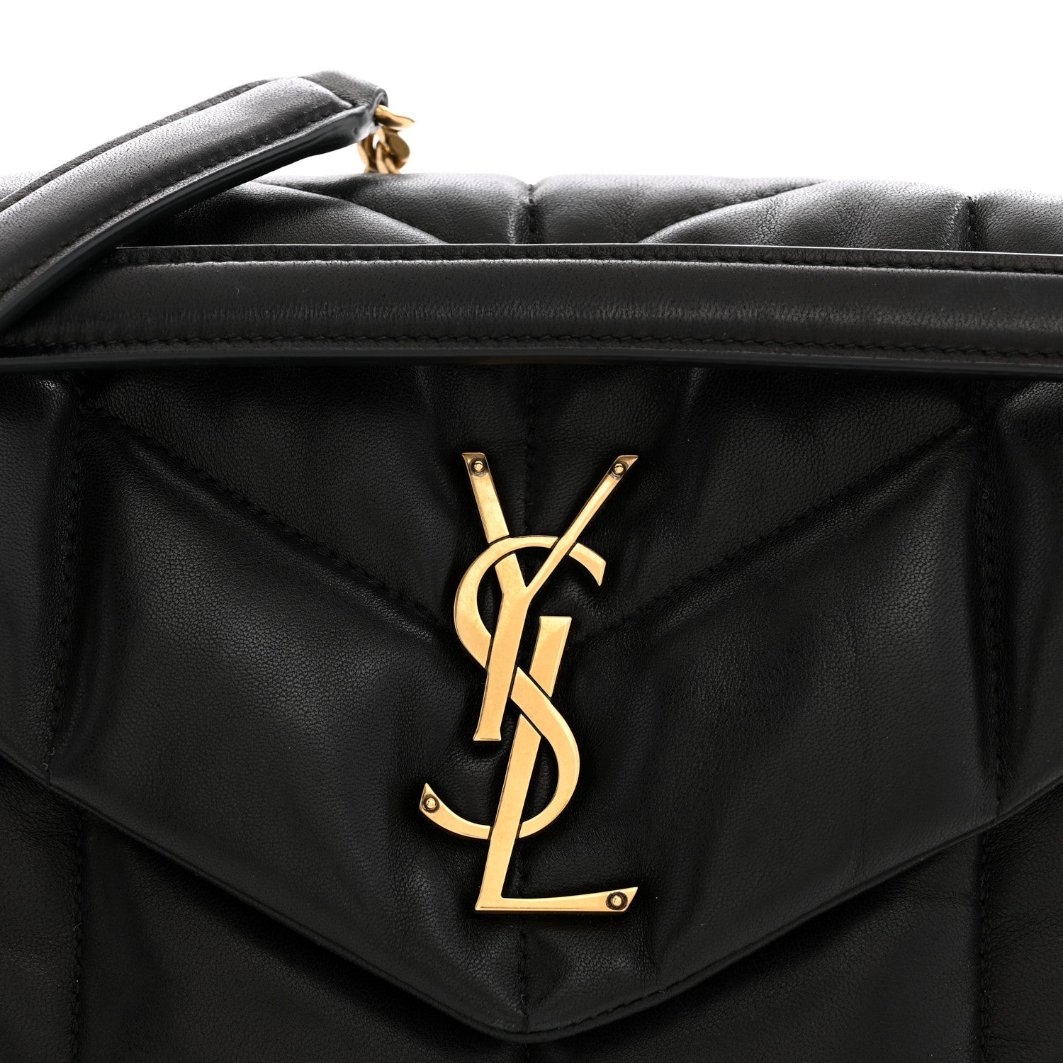 Saint Laurent Lambskin Quilted Small Loulou Puffer Monogram Chain Satchel Black 8 of 10