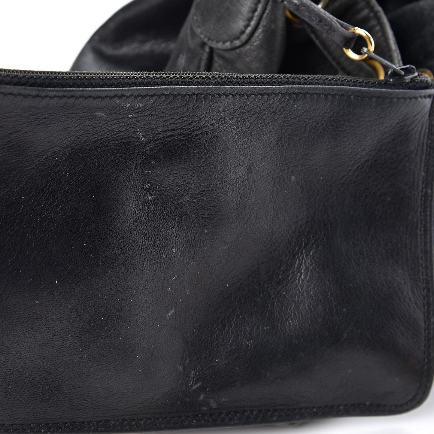 Lambskin CC Drawstring Shoulder Bag Black