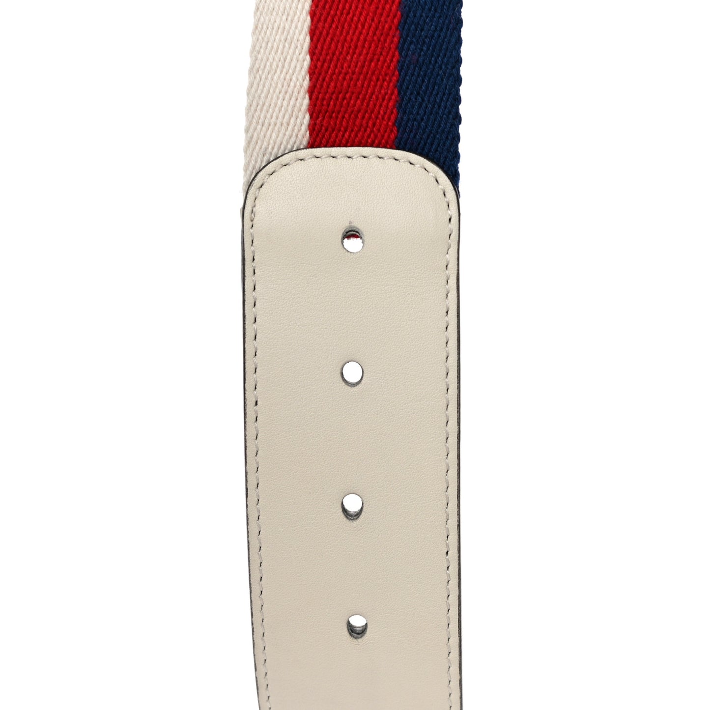 Nylon Calfskin Sylvie Web Double G 40mm Belt 80 32 Mystic White Hibiscus Red Maritime