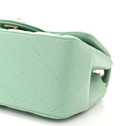 Chanel Lambskin Quilted Mini Square Flap Light Green 10 of 10