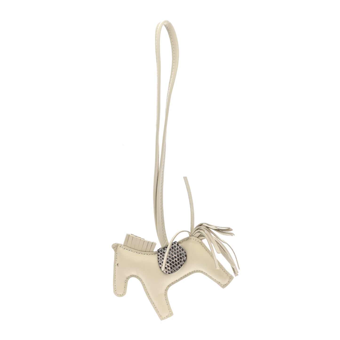 Milo Lambskin Lizard Grigri Rodeo Horse Bag Charm PM Beton Ombre