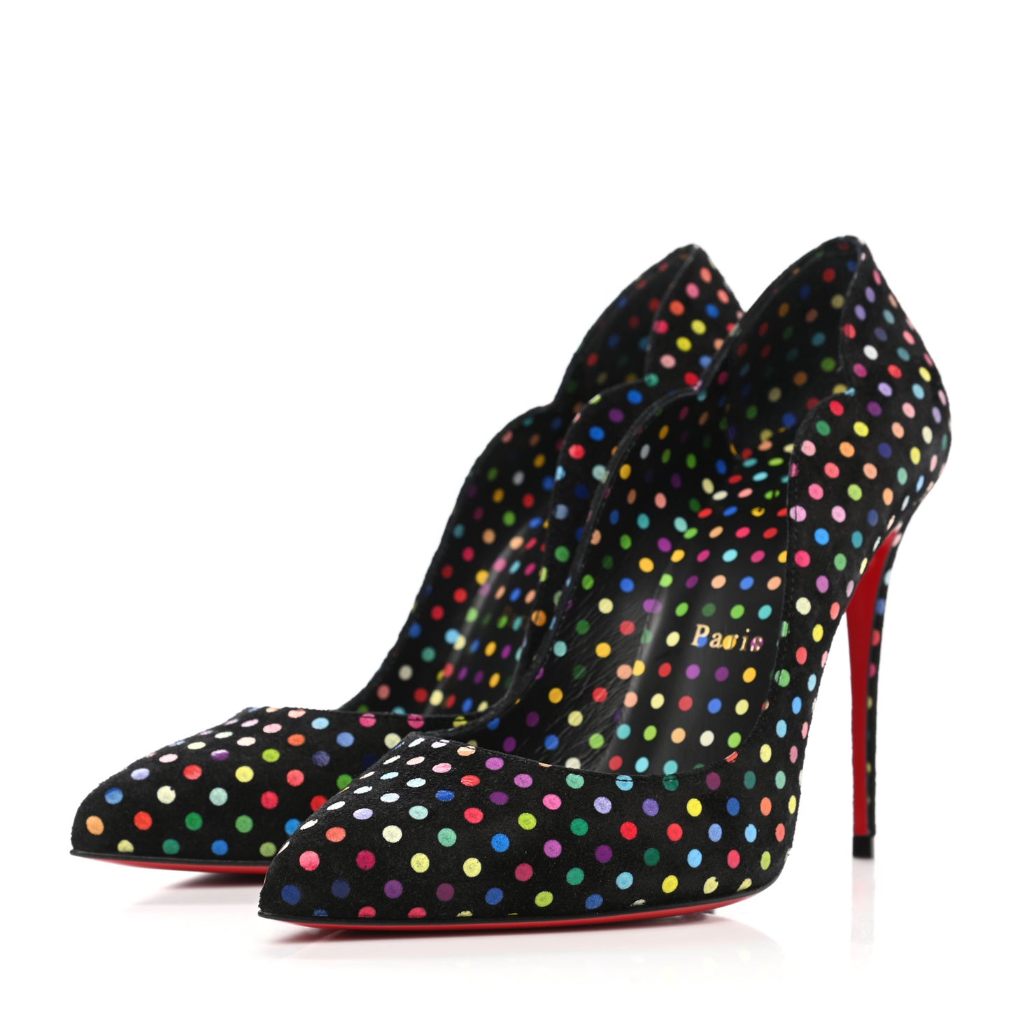 Suede Polka Dot Hot Chick 100 Pumps 37.5 Black Multicolor