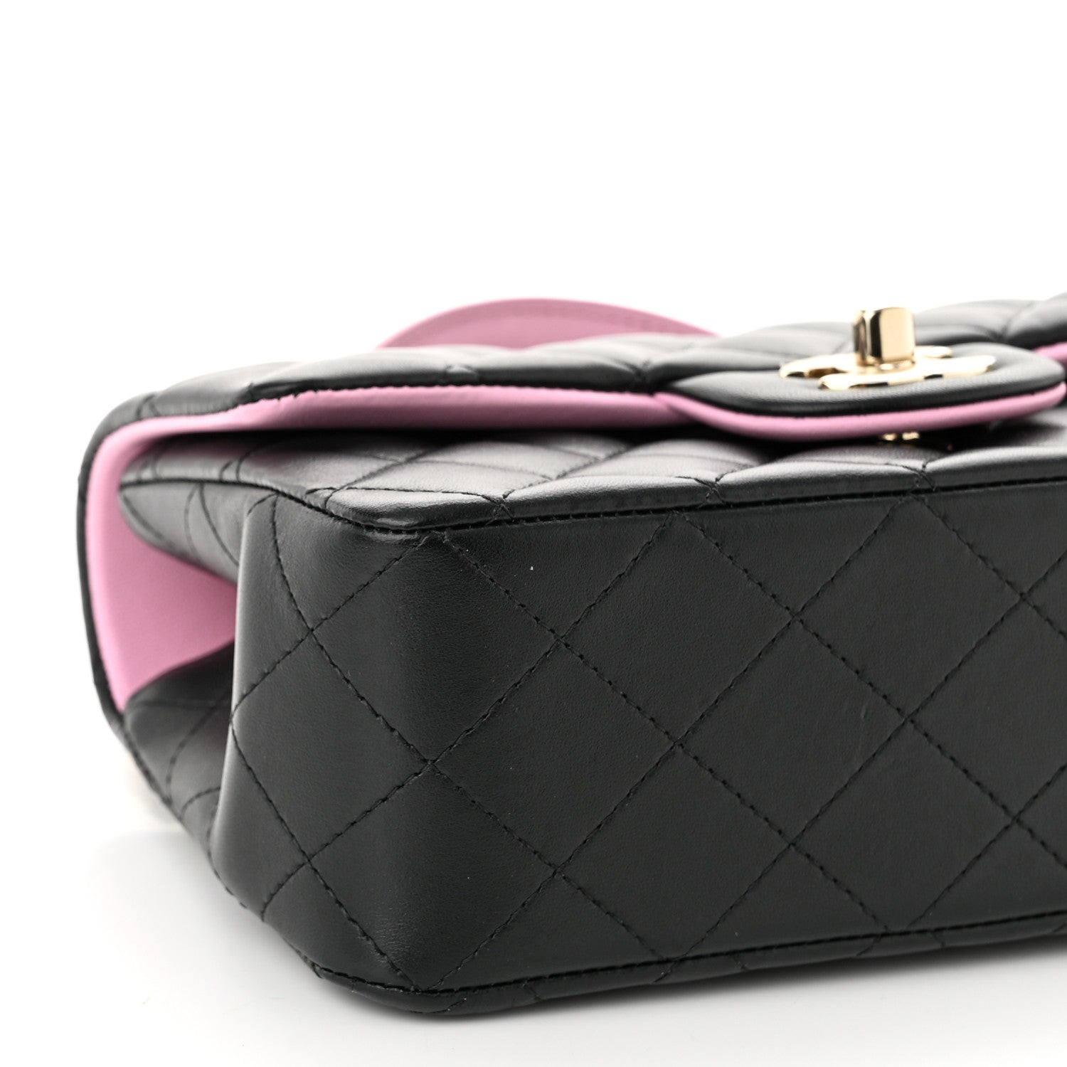 Chanel Lambskin Quilted Bi-Color Mini Top Handle Rectangular Flap Black Lilac 9 of 11