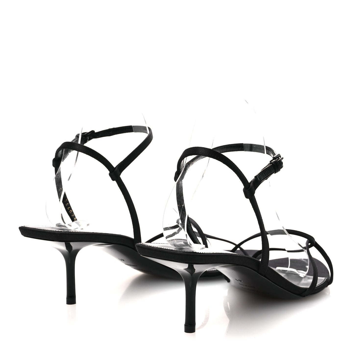 Crepe Satin Clara 55 Ankle Strap Sandals 41 Black