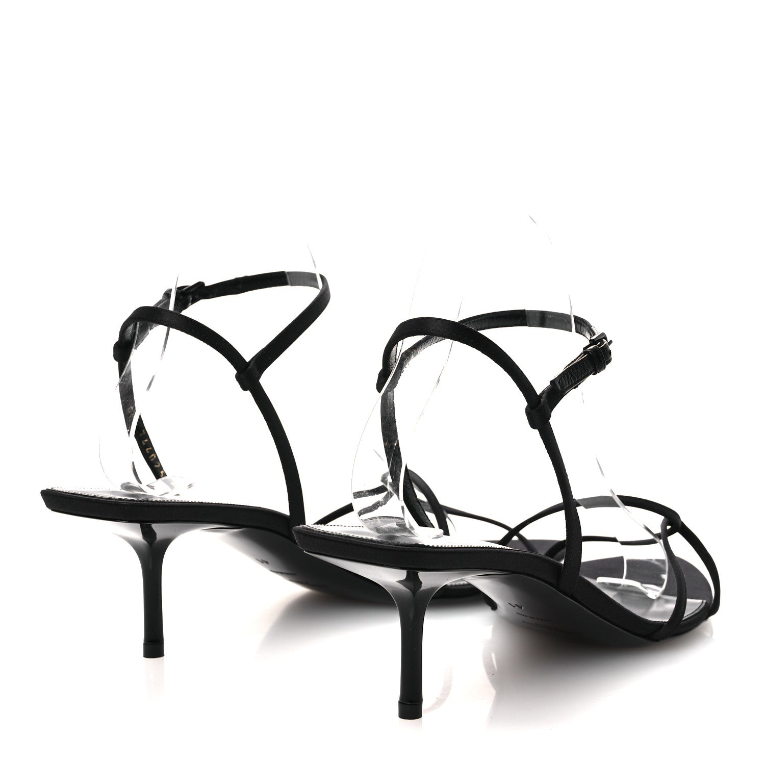Saint Laurent Crepe Satin Clara 55 Ankle Strap Sandals 41 Black 5 of 13