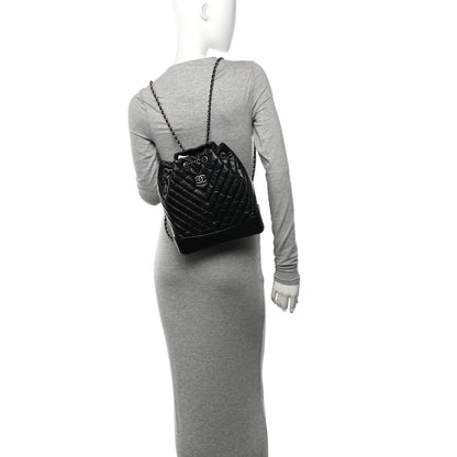 Chanel Aged Calfskin Chevron Quilted Small Gabrielle Backpack Black 2 of 11