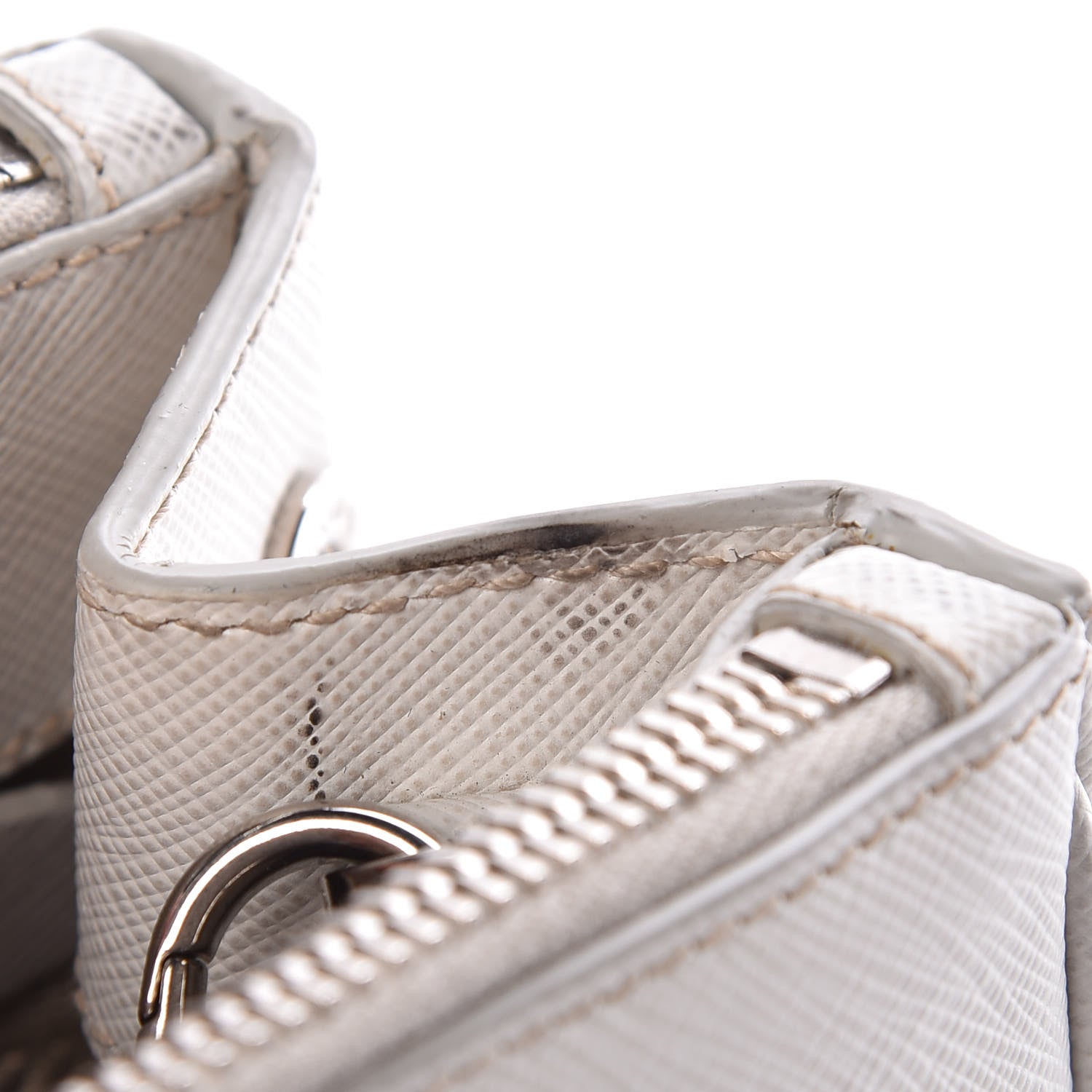 Prada Saffiano Lux Mini Double Zip Galleria Tote Talco 11 of 12