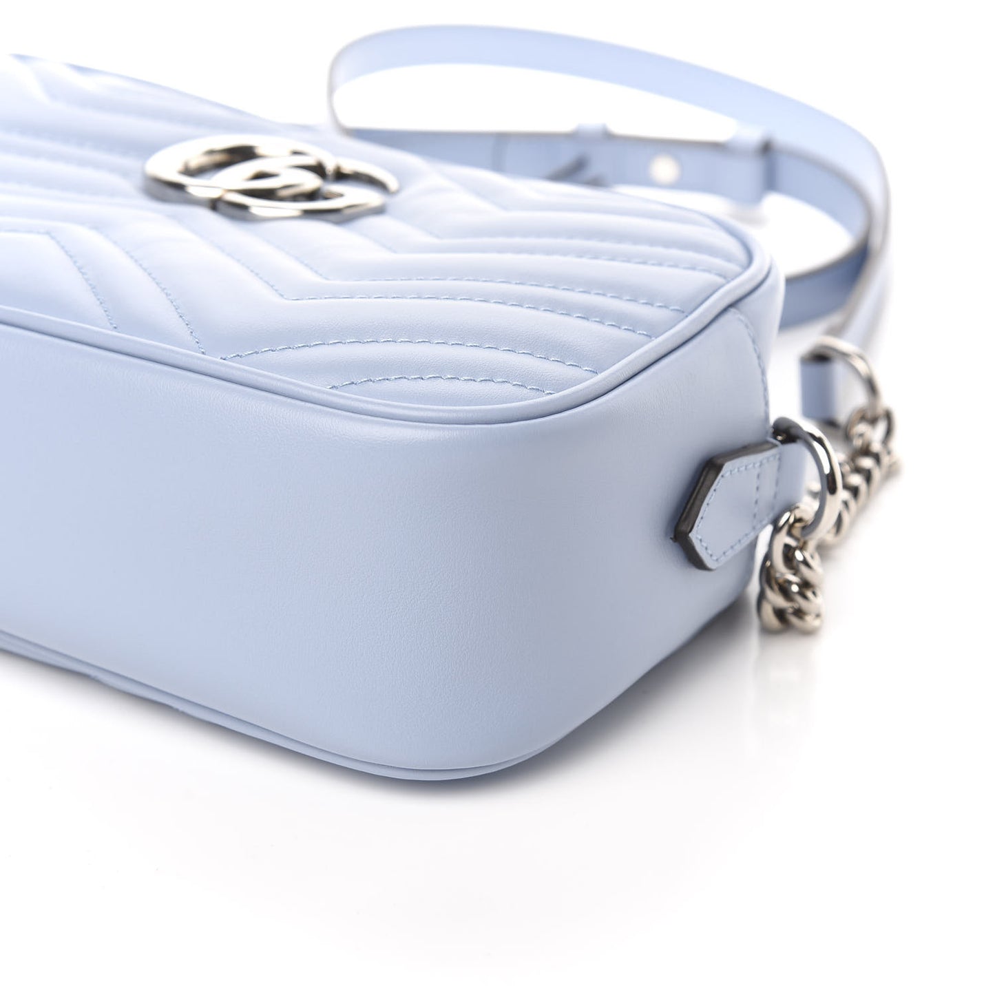 Calfskin Matelasse Small GG Marmont Chain Shoulder Bag Porcelain Light Blue