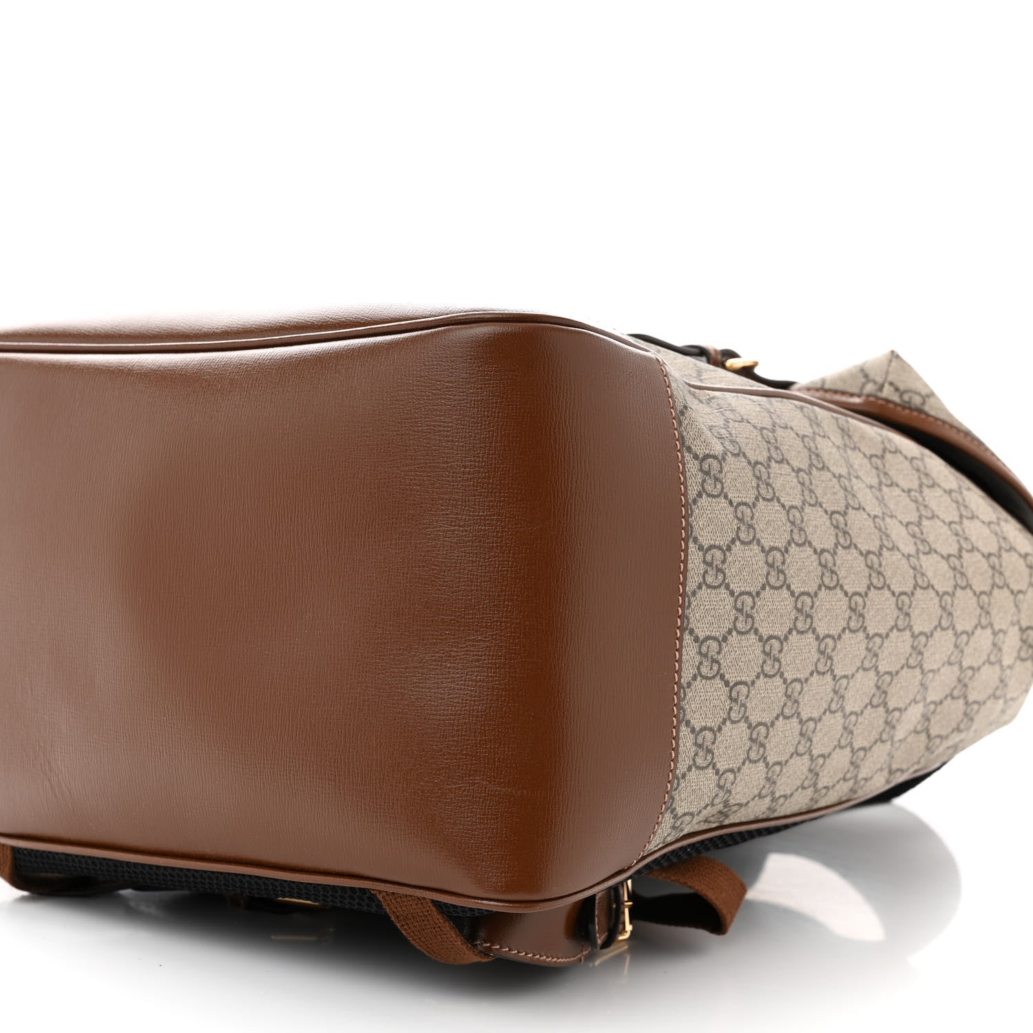 Gucci GG Supreme Monogram Azalea Calfskin Medium Retro Interlocking G Buckle Backpack Beige Ebony Brown Sugar 10 of 12